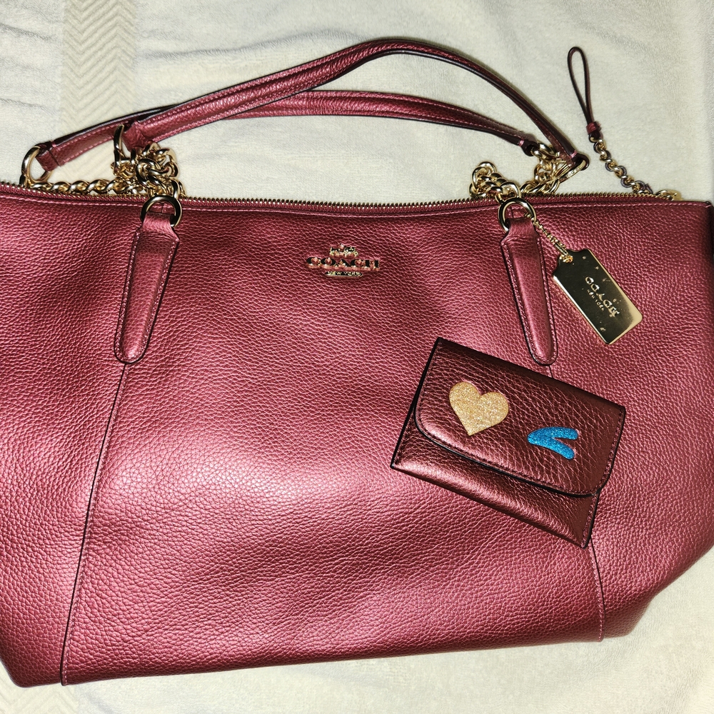 Coach Pink Leather Tote Bag